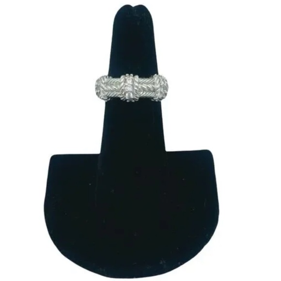 Judith Ripka sterling silver rope band 925 CZ ring size 6 - Picture 4 of 9